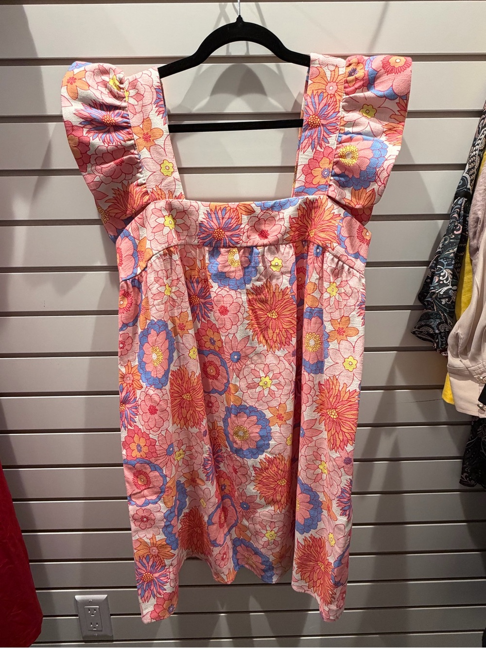 Tuckernuck Pink Floral Patterned Top with Blue Accents
